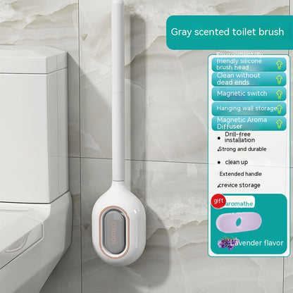 New Toilet Brush Household No Dead Angle Wash Toilet Wall-mounted Silicone Gap Cleaning Gadget Toilet Aromatherapy Box