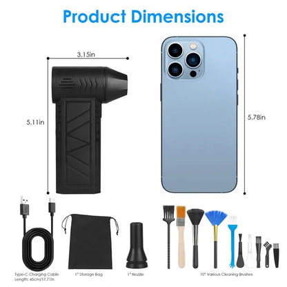Compressed Air Duster With LED Light Up To 150000RPM Speed For PC