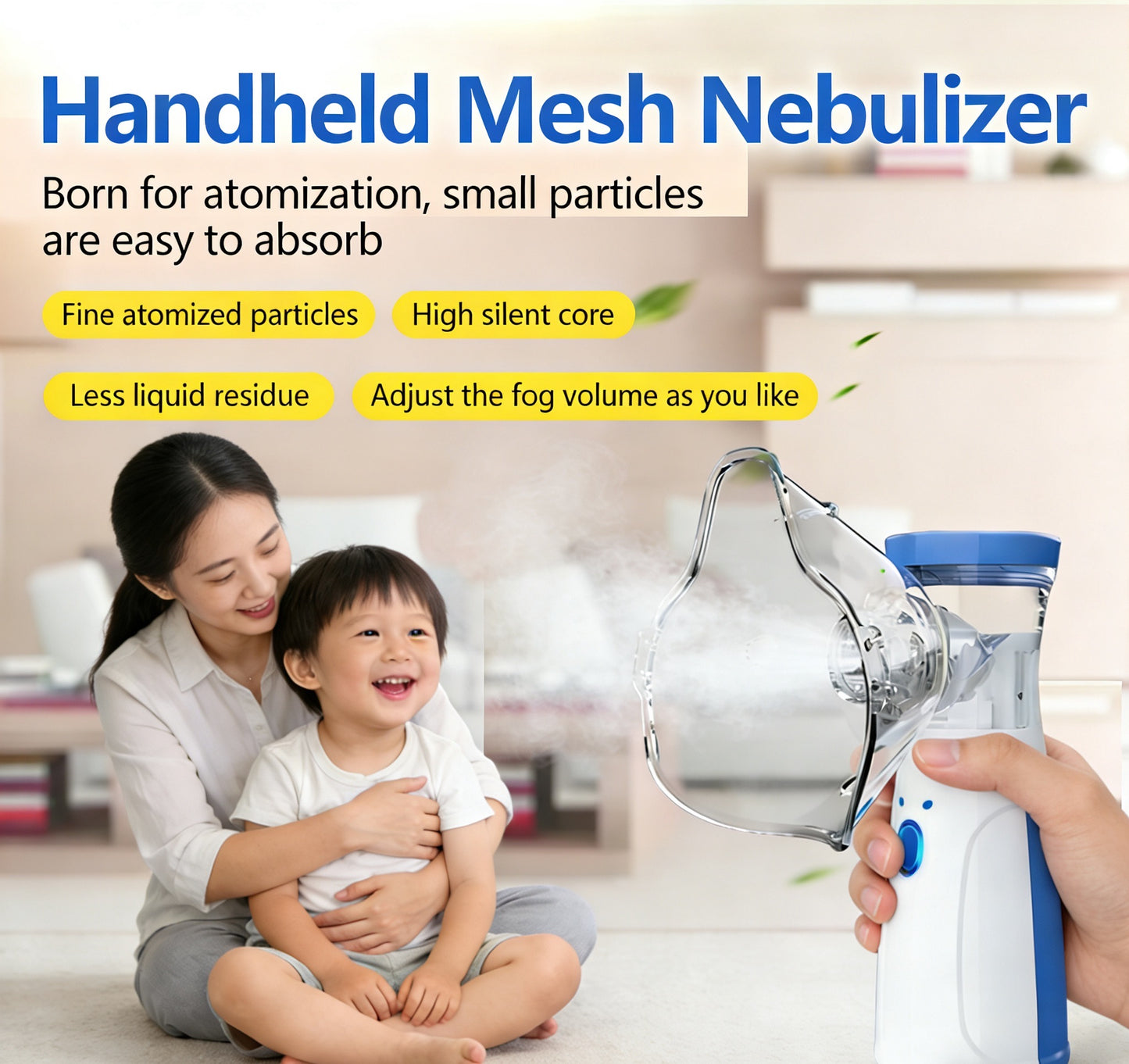 Portable Mesh Nebulizer – Ultra-Quiet Fast Relief for Asthma & Breathing