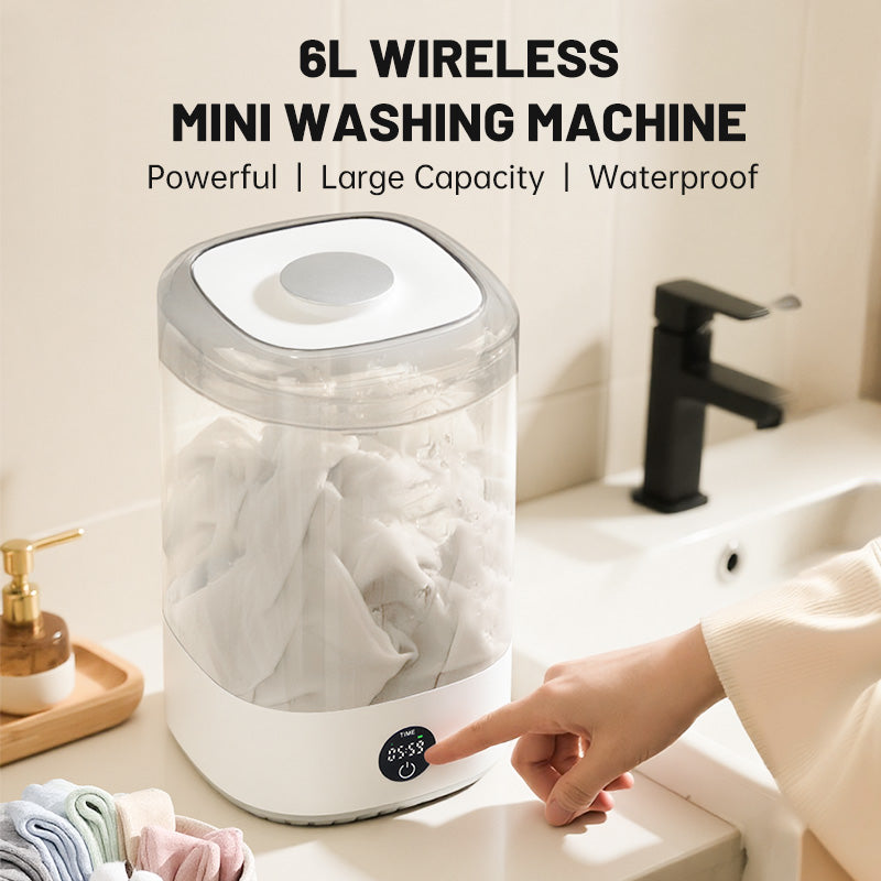 Travel Mini Washer - Cordless Rechargeable Underwear & Socks Washing Machine, Upgraded 6L Portable, Quiet Operation, Perfect For Camping, Dorm, RV & On-the-Go Use