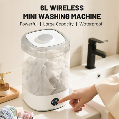 Travel Mini Washer - Cordless Rechargeable Underwear & Socks Washing Machine, Upgraded 6L Portable, Quiet Operation, Perfect For Camping, Dorm, RV & On-the-Go Use