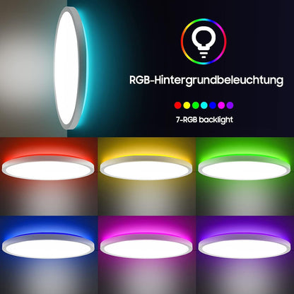 LED Bedroom Golden Ceiling Light 24W Embedded RGB Backlight Flat Round Light
