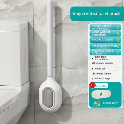 New Toilet Brush Household No Dead Angle Wash Toilet Wall-mounted Silicone Gap Cleaning Gadget Toilet Aromatherapy Box