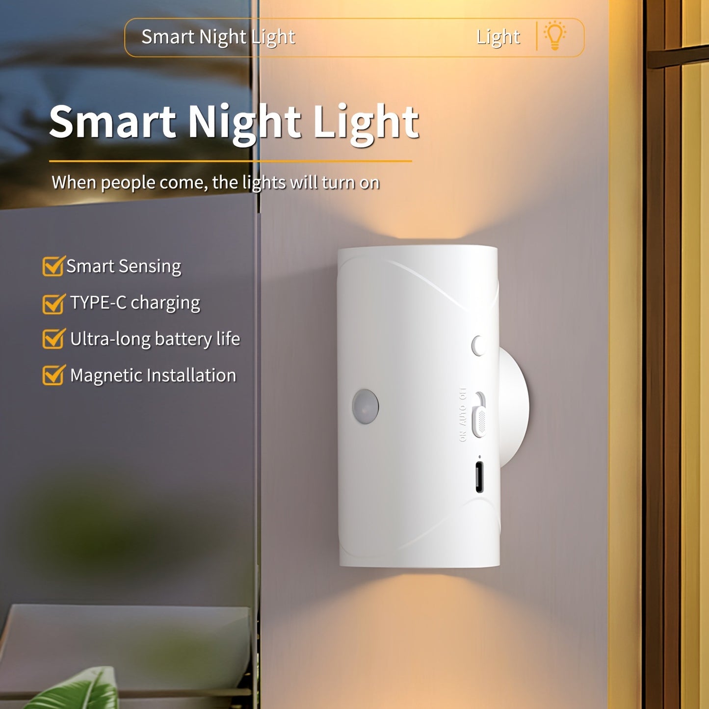 Rechargeable Led Night Lights Equipped With Motion Sensing