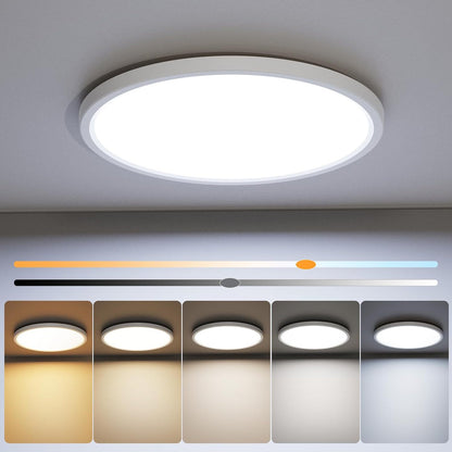 LED Bedroom Golden Ceiling Light 24W Embedded RGB Backlight Flat Round Light