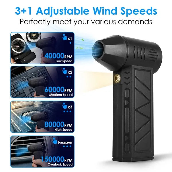 Compressed Air Duster With LED Light Up To 150000RPM Speed For PC