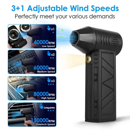 Compressed Air Duster With LED Light Up To 150000RPM Speed For PC