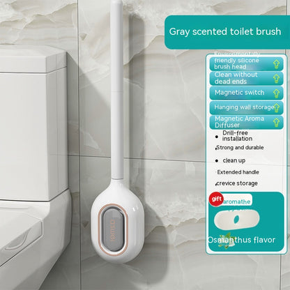 New Toilet Brush Household No Dead Angle Wash Toilet Wall-mounted Silicone Gap Cleaning Gadget Toilet Aromatherapy Box